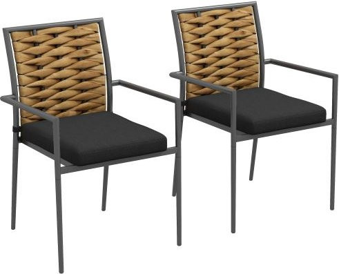 Stapelbarer Gartenstuhl von Outsunny in Schwarz mit modernem Rattan-Design und Metallgestell - Bild 1