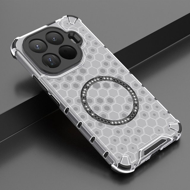 Magnetische Schutzhülle für Xiaomi Mi 15T Pro und Mi 15T mit Crystal Honeycomb Design, MagSafe kompatibel, stoßfestes Luftkissen, Transparent - Bild 1