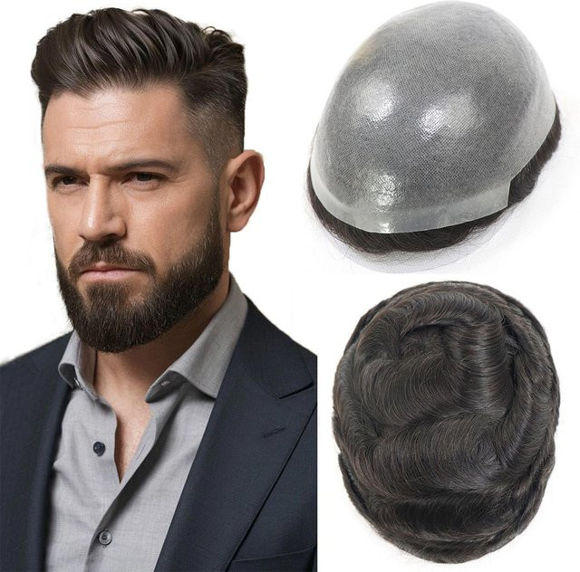 CC YOUNG Poly Skin Toupet für Herren, Echthaar-Haarersatzsystem - Bild 1