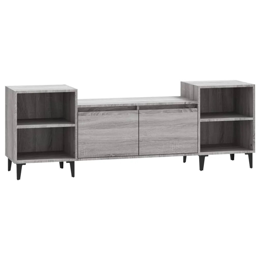 vidaXL TV-Schrank aus Holzwerkstoff und Metall in Grau, B/T/H: 160 x 35 x 55 cm - Bild 2