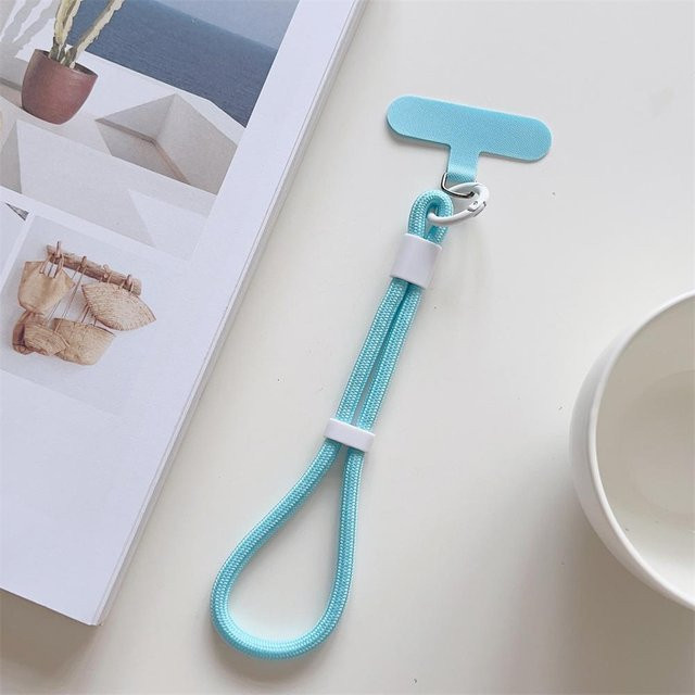 YULIN Verstellbare Lanyard-Hängeschnur als Handgelenkschlaufe für dein Mobiltelefon und als universeller kurzer Schlüsselanhänger in Multicolor und Blau - Bild 1