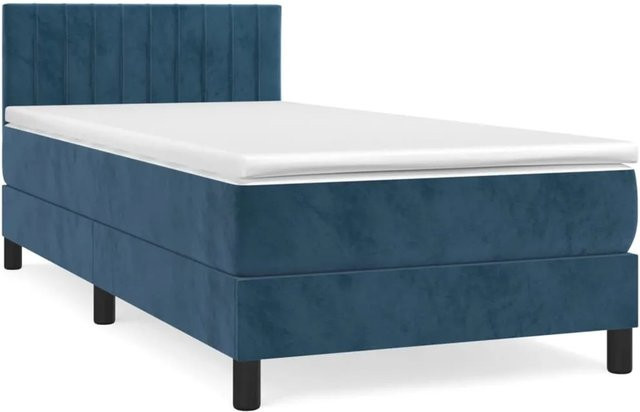 vidaXL Boxspringbett mit Matratze Dunkelblau Samt B/T/H: 100 x 200 x 203 cm - Bild 1
