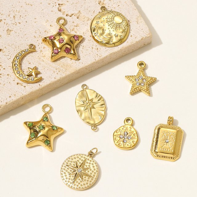 LAVIXMIA Anhänger Charme, Edelstahl, Gold, Kristall, Damen - Bild 1