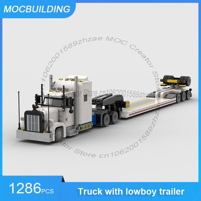 MOCBUILDING Amerikanischer LKW mit Tieflader-Anhänger, Bausteine, 1286 Teile - Bild 1