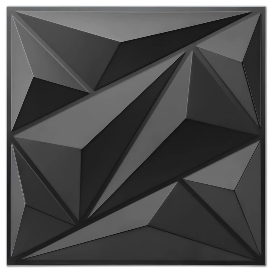 Wasserdichte 3D-Wandpaneele in Schwarz mit geometrischem Design für Wohnzimmer, Badezimmer und Küche, B/H: 30 x 30 cm - Bild 1