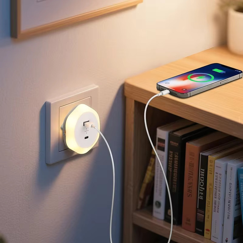 Lyfs LED Nachtlicht mit USB Typ-C Anschluss, dimmbar, Warmweiß, für Schlafzimmer, Flur und Treppen - Bild 2