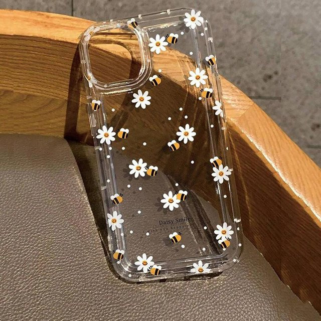Samsung Handyhülle mit Sommerblumen und Honigbiene Aufdruck, transparente Klare Hülle für Samsung Galaxy A55 A54 A53 A35 A34 A15 A14 A13 A33 5G sowie S21 S22 S23 S24 S25 S26 Ultra FE - Bild 1