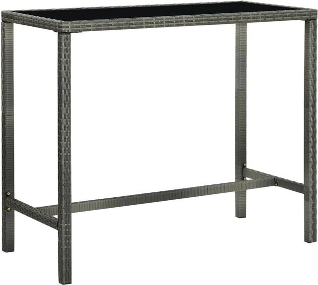 DELUKE Garten-Bartisch JONI aus Poly Rattan und Glas in Grau, B/T/H: 130 x 60 x 110 cm - Bild 1