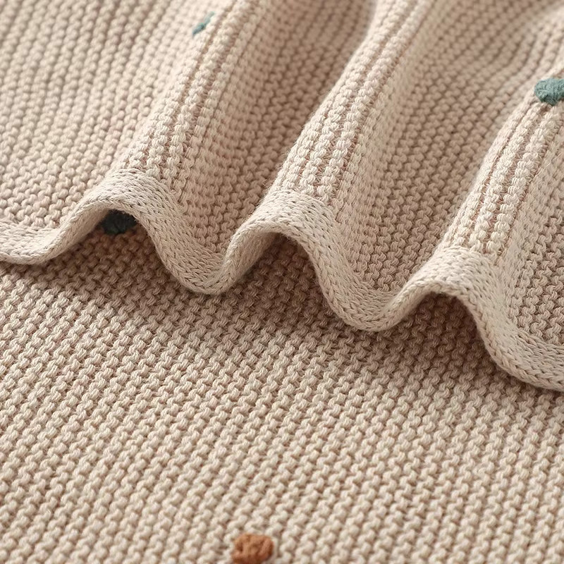 Gestrickte Babydecke von DANIVIVI aus Baumwolle und Musselin in Pink mit Punktmuster - Bild 3