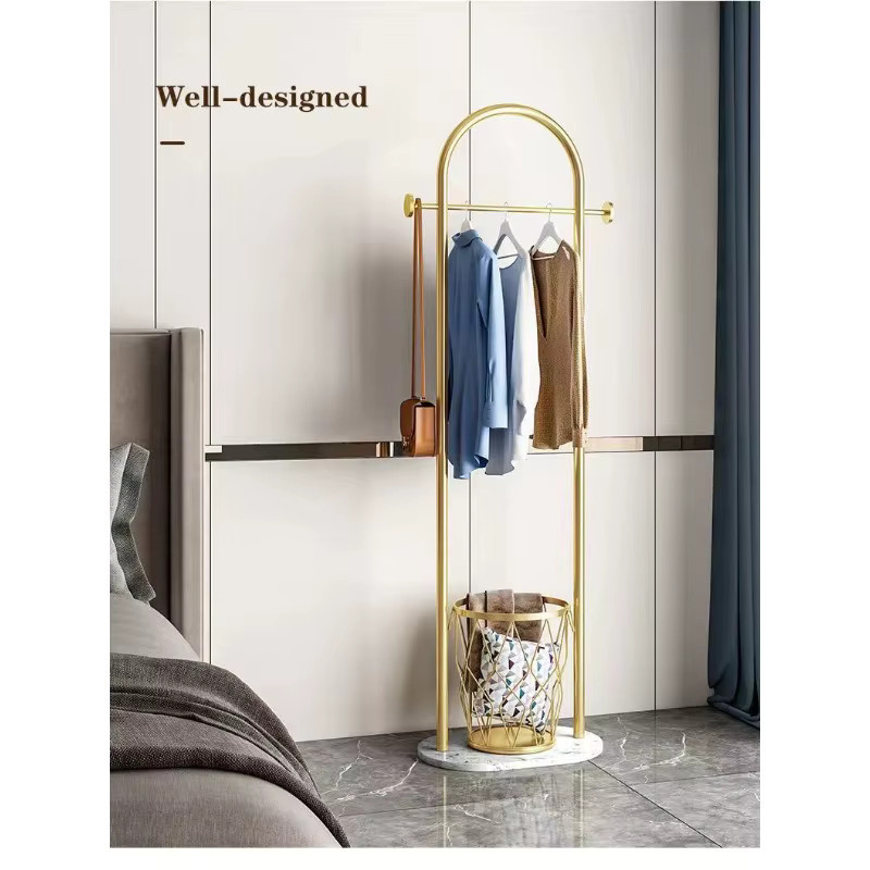LIUSHADUOLA Moderne Kleiderstange aus Metall in Gold mit glänzender Oberfläche und durchgehender linearer Schiene - Bild 3