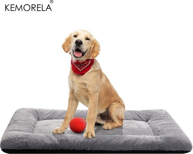 KEMORELA Hundebett-Kistenunterlage aus Mikrofaser in Grau, waschbare und rutschfeste Schlafmatte für Hunde - Bild 1
