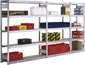 Regalwerk BERT Großfachregal Grundfeld aus Stahl in Silber, H x B x T: 250 x 100,5 x 30 cm - Bild 1