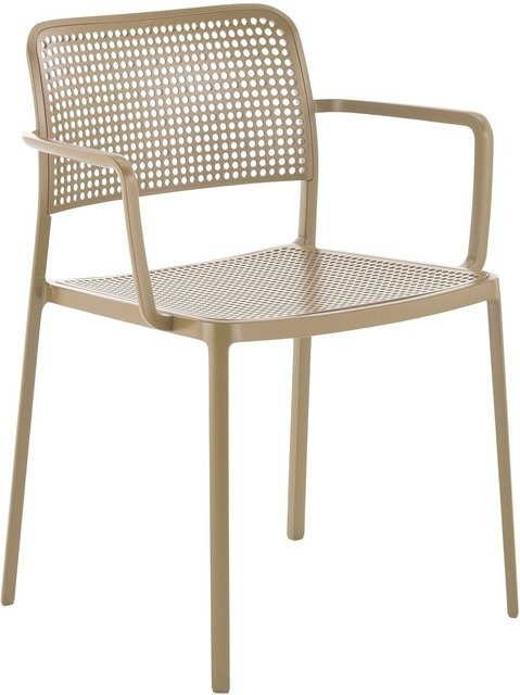 Kartell Audrey Armlehnstuhl in Beige aus pulverbeschichtetem Aluminium und Kunststoff für Garten und Esszimmer - Bild 1