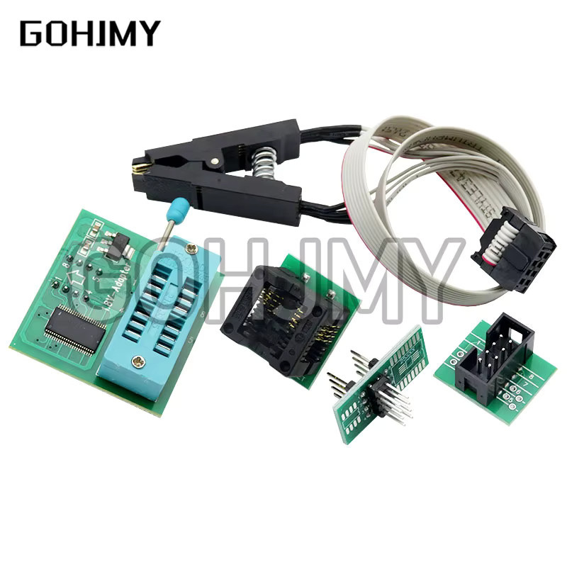 GOHJMY CH341A USB Programmiermodul DIY KIT für EEPROM Flash BIOS 24 25 Serie inklusive SOIC8 SOP8 Testclip und 1,8 V Adapter, Multicolor - Bild 2