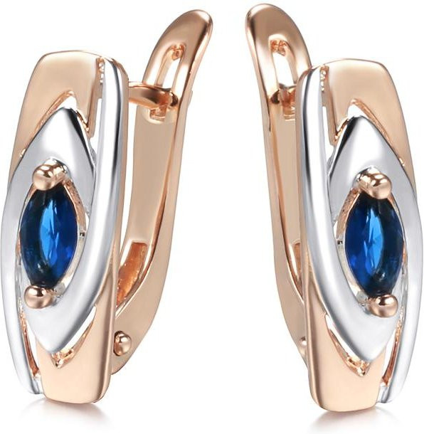 Hängeohrringe Roségold, blaue Zirkonia, Damen - Bild 1