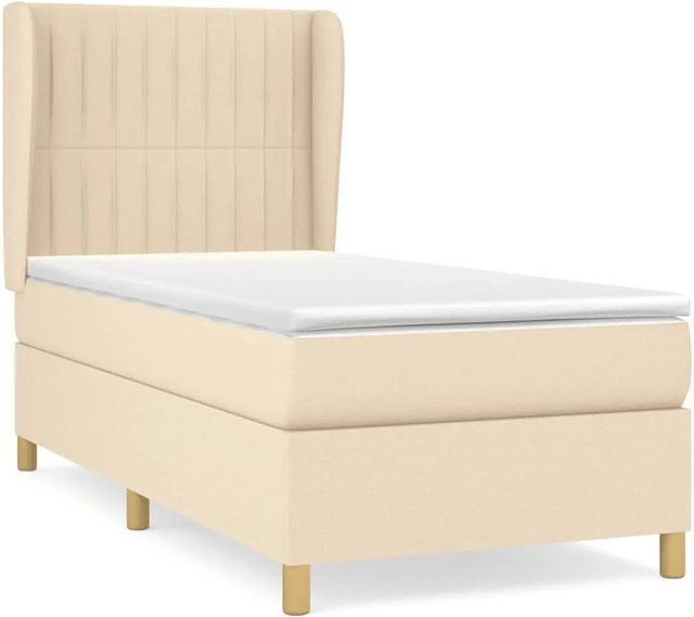 vidaXL Boxspringbett mit Matratze in Creme und Beige, Hybrid-Design mit Taschenfederkern, B/T/H: 80 x 200 cm - Bild 1