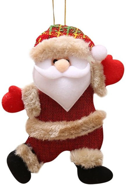 DIYelecs Weihnachtsbaumschmuck aus Plüsch mit Tierfiguren, Weihnachtsmann und Schneemann in Beige und Rot - Bild 1