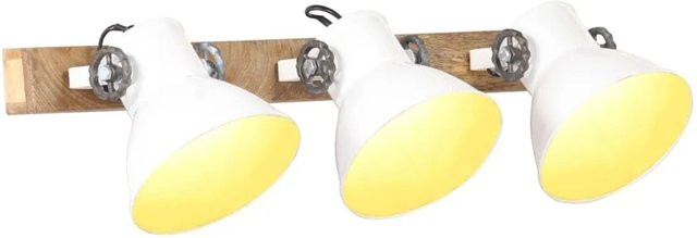 vidaXL Wandlampe im Industriestil aus Eisen und Mangoholz, Farbe: Weiß/Braun, H x B x T: 65 x 25 x 25 cm, Fassung: E27 - Bild 1