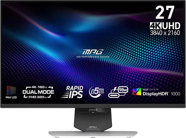 MSI MPG 274URDFWDE E16M Gaming-Monitor, 27 Zoll, 4K UHD, IPS, Weiß, 320 Hz, 0.5 ms, HDMI, DisplayPort, USB-C - Bild 2