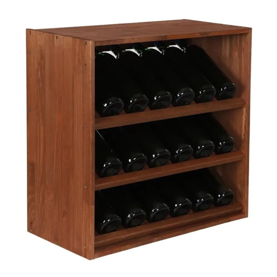 PROREGAL Modulares Weinregal Vincellar aus massivem Kiefernholz, Braun geölt, Schrägmodul für 18 Flaschen, H x B x T: 60 x 60 x 30 cm - Bild 2