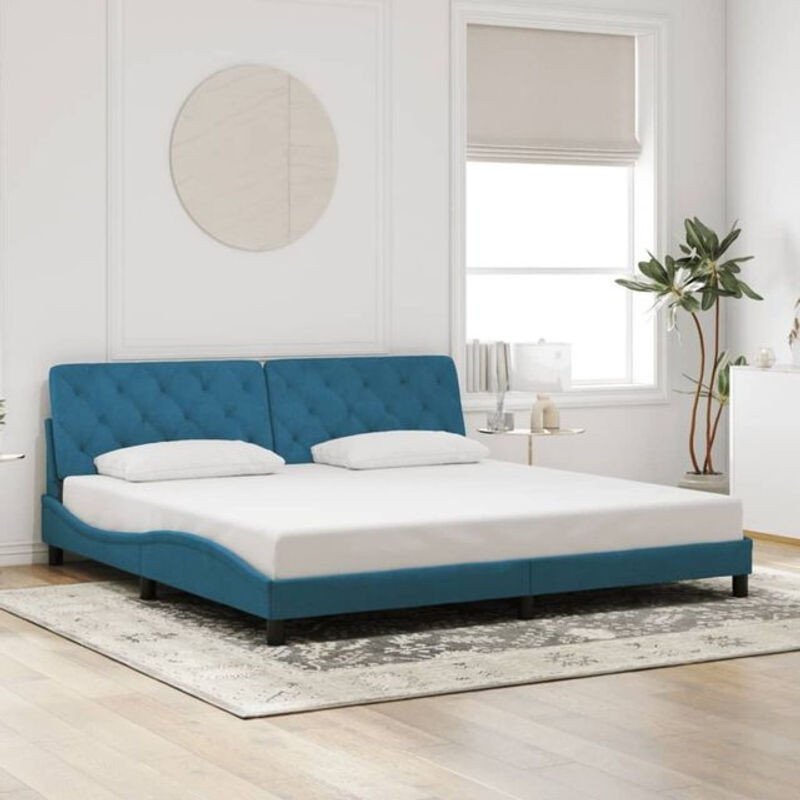 Modernes Polsterbett Vidaxl aus Samt und Metall in Blau, B/T: 200 x 200 cm - Bild 1