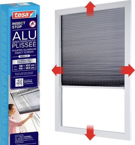tesa Insect Stop Alu-Insektenschutz-Plissee in Anthrazit B: 114 cm, H: 160 cm - Bild 1