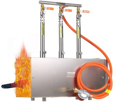 VEVOR tragbare Propangas-Schmiede aus Edelstahl in Silber mit 3 Brennern für bis zu 1427 °C - Bild 1