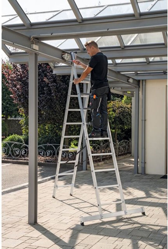 MUNK Aluminium-Mehrzweckleiter 2-teilig nivello-Traverse in Silber mit 2 x 8 Sprossen - Bild 2