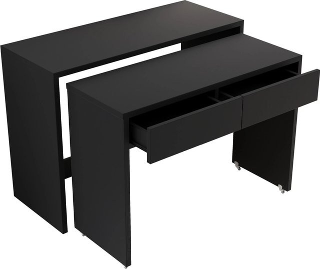okwish Regalschreibtisch ausziehbar mit Rollen in Schwarz, B/T/H: 110 x 78 x 40 cm - Bild 1