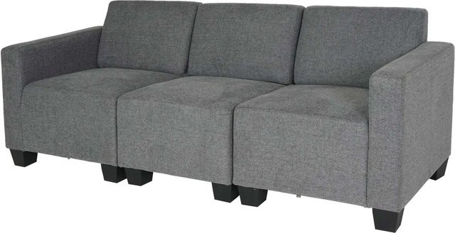 MCW Moncalieri Modular 3-Sitzer Sofa in Grau mit Stoffbezug und Armlehnen, B/T/H: 193 x 72 x 76 cm - Bild 1