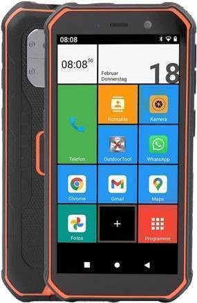 Olympia TREK Smartphone Android 10.0 Dual-SIM 4G mit 5,5 Zoll Display, 3 GB RAM, 32 GB Speicher, 5000 mAh Akku, USB Typ-C, Schwarz-Orange - Bild 1