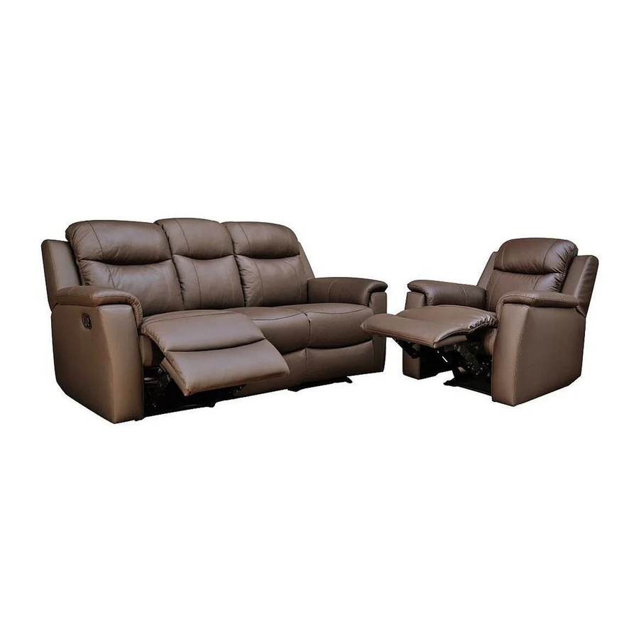 Vente-unique Couchgarnitur Evasion aus Rindsleder mit Sessel in Braun, Breite: 205 cm, Tiefe: 95 cm - Bild 2