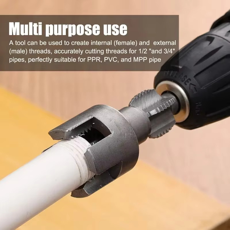 Adifare Gewindeschneidmaschine für interne und externe Rohre, geeignet für PVC- und Wasserrohre in 1/2'' und 3/4'' - Bild 5