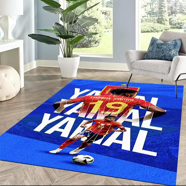 LivSpaceVibe Yamal Kicks The Ball Teppich mit Kinder-Motiv in Blau, Rechteckig, B/T: 120 x 80 cm - Bild 1