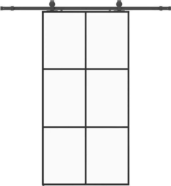 vidaXL Schiebetür aus ESG-Glas in Schwarz mit Beschlag, Breite: 102 cm, Höhe: 205 cm - Bild 1