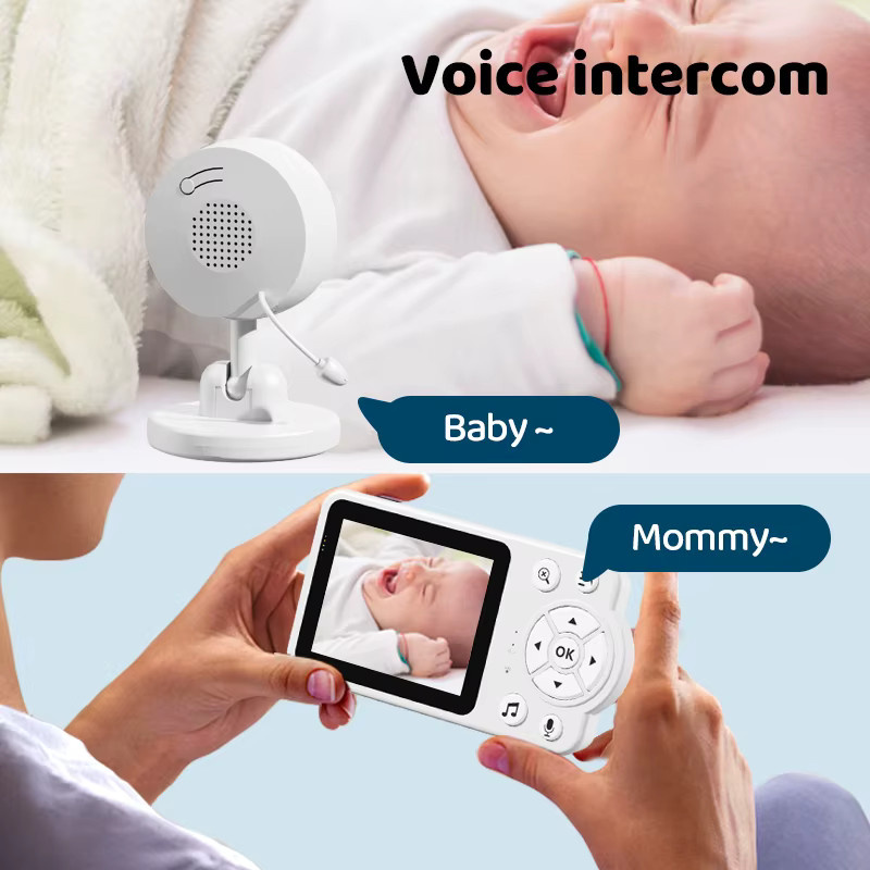 Danmini Intelligentes Babyphone mit 2,8-Zoll-Farbbildschirm, 2,4 GHz Video-Sprachinteraktionsmonitor mit Geräuscherkennung und Kamera in Weiß - Bild 3
