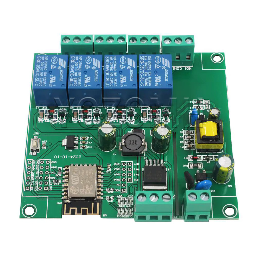 YGZCMH ESP8266 WIFI 4-Kanal-Relaismodul mit ESP-12F Entwicklungsboard und AC/DC-Netzteil in Grün - Bild 2