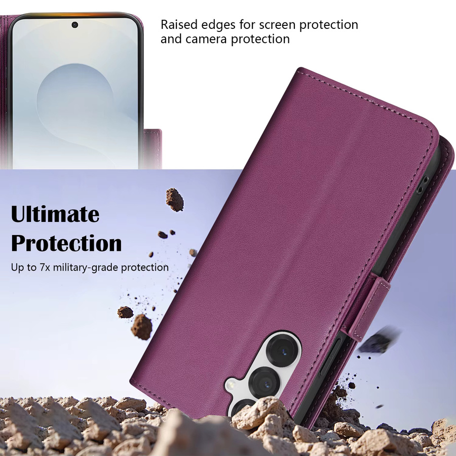 Magnetische Leder-Brieftasche mit Kartensteckplatz für Samsung Galaxy S25 Edge S24 FE S23 Plus S22 Ultra S21 S20 in Purple - Bild 6