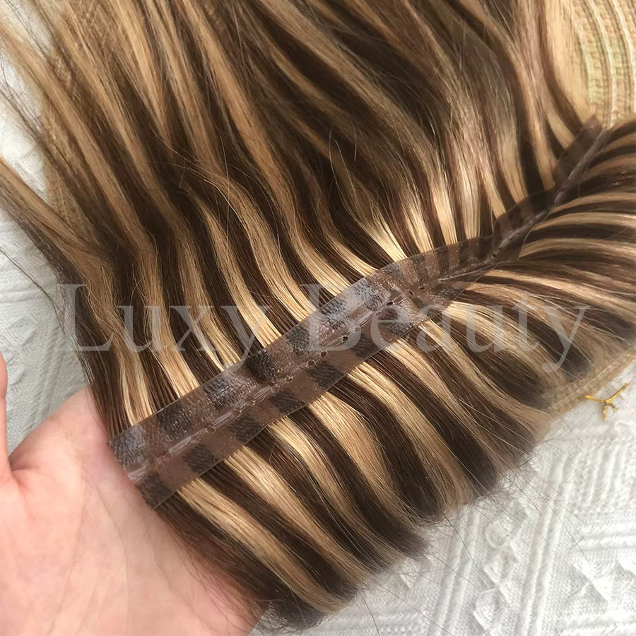Luxy Beauty Echthaarverlängerungen Straight Twin Tab Weft, Natural Black Brown - Bild 4