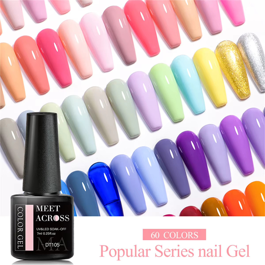 Meet Across Gel-Nagellack Set, 8-teilig, Nude Rosa Rot Blau, Glänzend - Bild 2