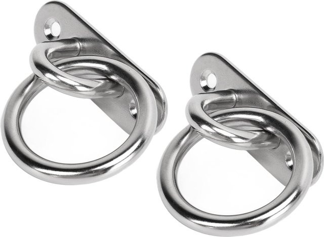 2 Stück Igeteck Edelstahl Ösenplatte mit runden Ringen, hochglanzpoliert, Silber - Bild 1