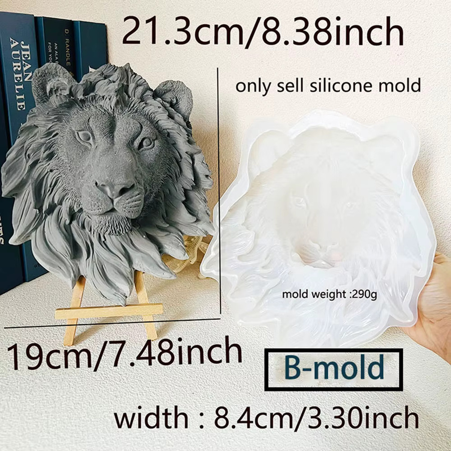 FxZoo Silikonform Löwen- und Wolfskopf für Gips, Zement und Harz, transparent, Breite: 20 cm - Bild 1