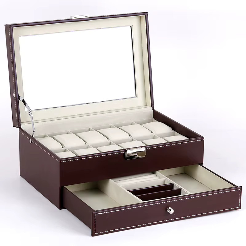 FancyWrist Uhren-Aufbewahrungsbox Leder, 12 Fächer, Schwarz, Unisex - Bild 5