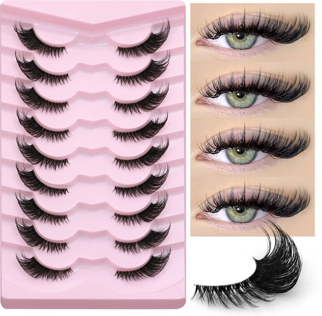 VELTRINAY Halbe Wimpern, Katzenaugenwimpern, Natürlich, Unisex - Bild 1