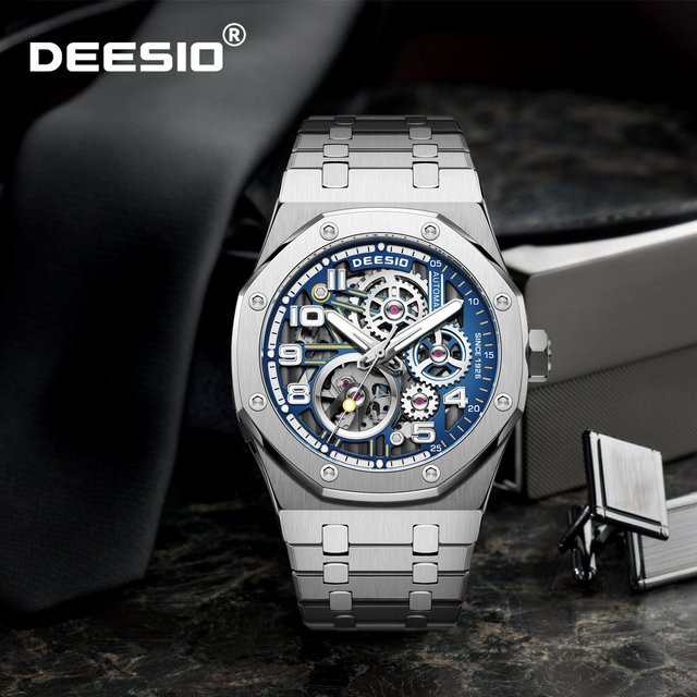 Deesio Armbanduhr Automatik, Edelstahl, Saphirglas, Blau, Herren - Bild 1