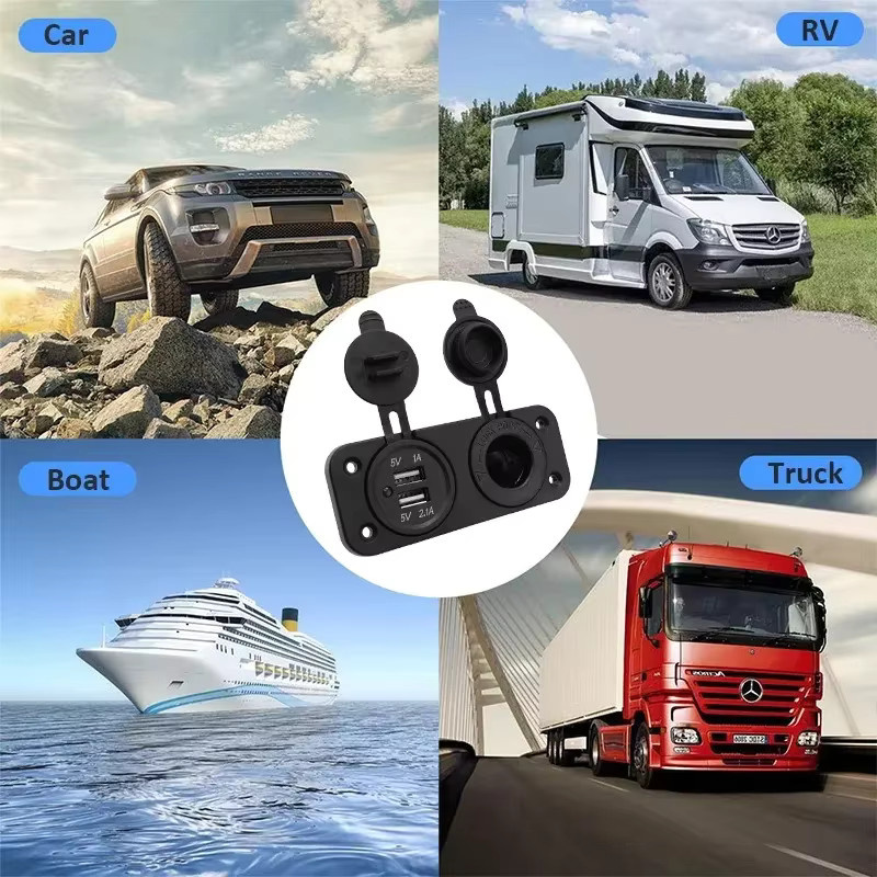 kebidumei Dual USB Zigarettenanzüger Splitter 12V Ladegerät Power Adapter für Auto Boot Motorrad und Marine in Schwarz - Bild 5