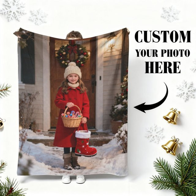 SRH Flaneldecke mit personalisiertem Weihnachtsdesign für Paare und Jubiläen - Bild 1