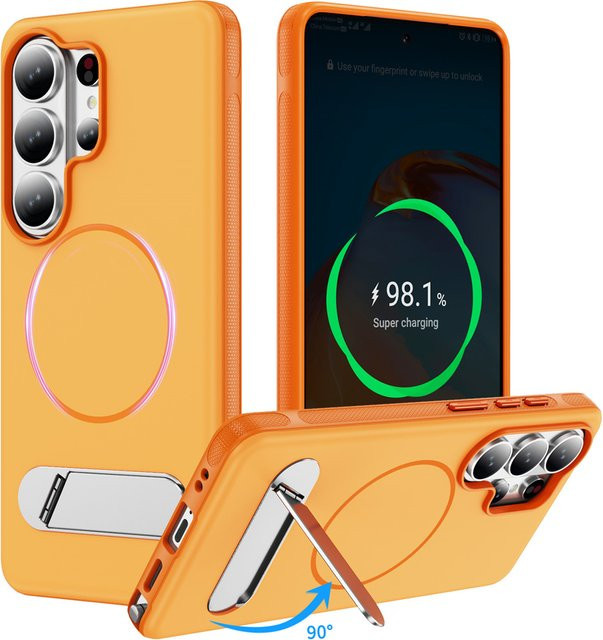 Magnetische und faltbare Schutzhülle für Samsung Galaxy S26 S25 FE S24 S23 Ultra Plus in Orange mit MagSafe-Kompatibilität - Bild 1