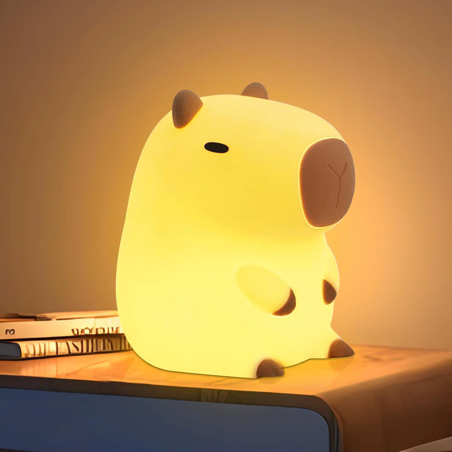 XIWANGFIRE Capybara Mini-Nachtlicht aus Silikon mit warmweißem Licht und Touch-Bedienung - Bild 5