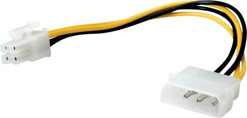 Roline Strom Anschlusskabel mit 1x Molex 4-pol Stecker und 1x ATX 4-pol Stecker in Schwarz und Gelb, Länge: 0,15 m - Bild 1
